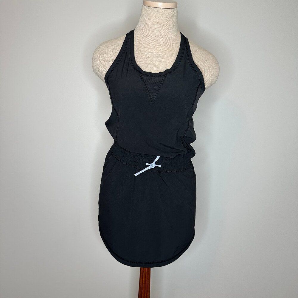 Ivivva Girls Ready Set Goal Black Scoop Neck Drawstring Waist Dress Size 14